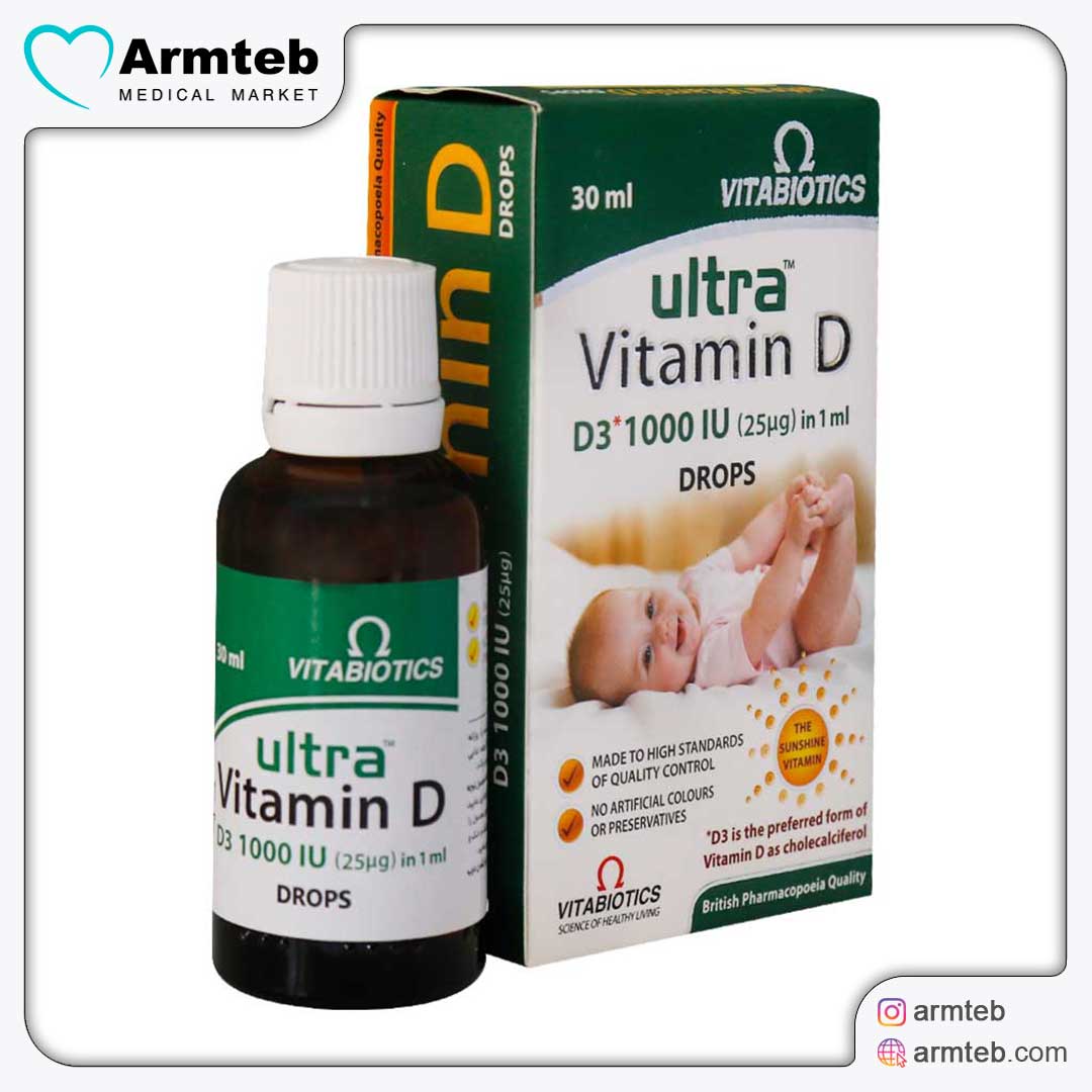 قطره خوراکی اولترا ویتامین D3 1000 واحد ویتابیوتیکس 30 میلی لیتر