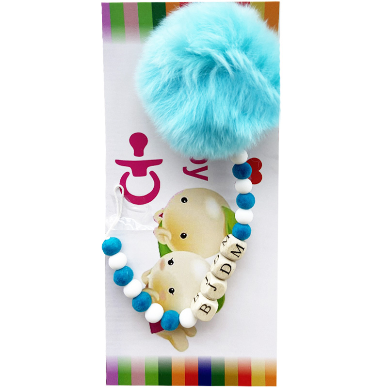 زنجیر پستانک مرواریدی پوم پوم دار رنگی QQ Baby