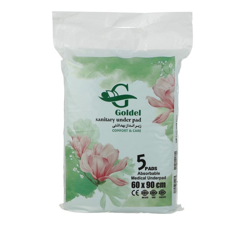 زیرانداز بهداشتی بیمار گلدل سایز 60*90 بسته 5 عددی