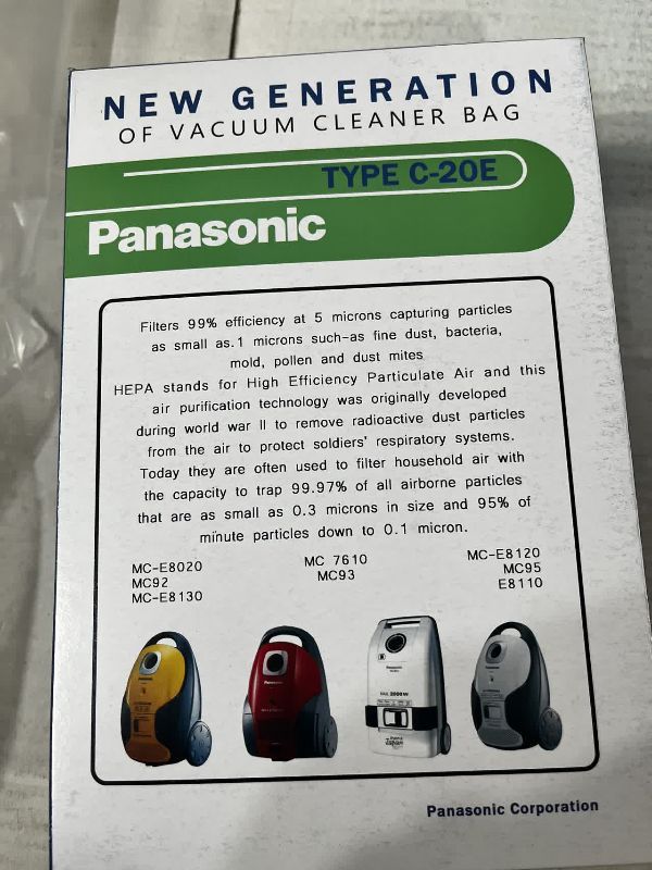 پاکت جاروبرقی پاناسونیکMC4700و4750و7540 میکروفیلتری هپاوارداتی اورجینال — تصویر ۴
