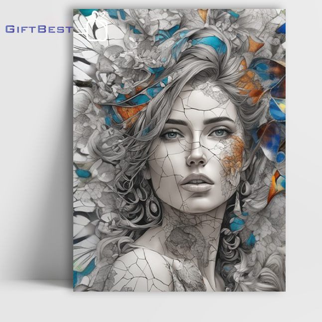 تابلو نقاشی دختر سنگی