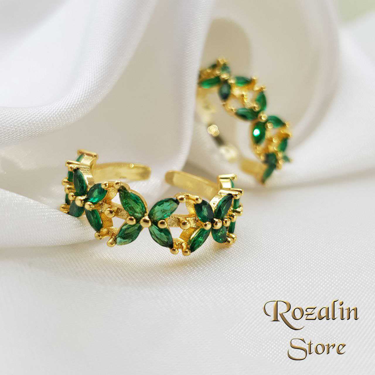 انگشتر زنانه وای اس ایکس نگین سبز زمردی