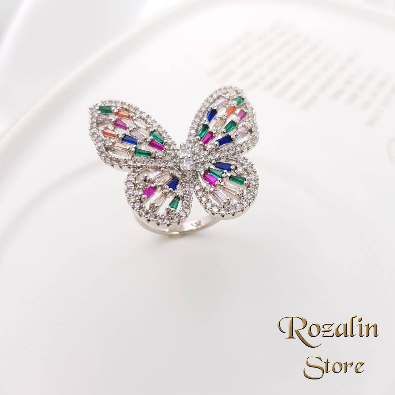 انگشتر زنانه ژوپینگ فری سایز مدل پروانه کد RS-578