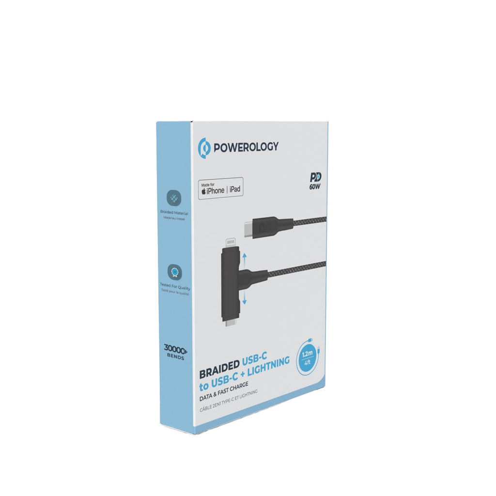 کابل دو سر 60 واتی پاورولوژی Powerology Braided Data Cable — تصویر ۳