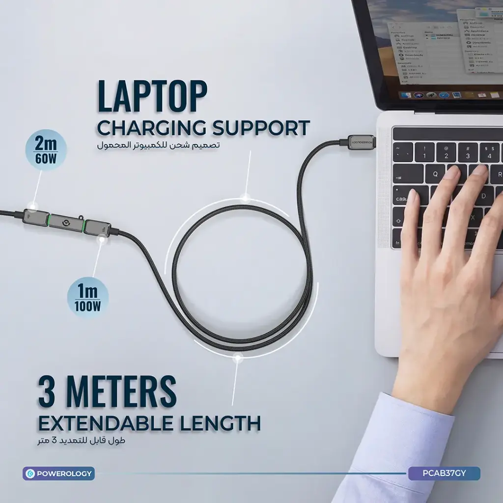 ست کابل پاورولوژی Powerology Argos Dual USB-C Cables with Connector — تصویر ۷