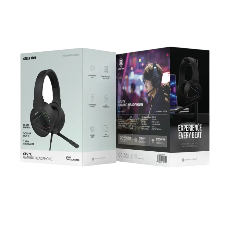 هدفون گیمینگ گرین لاین Green Lion GP27X Headphone GNGP27XGHBK — تصویر ۳
