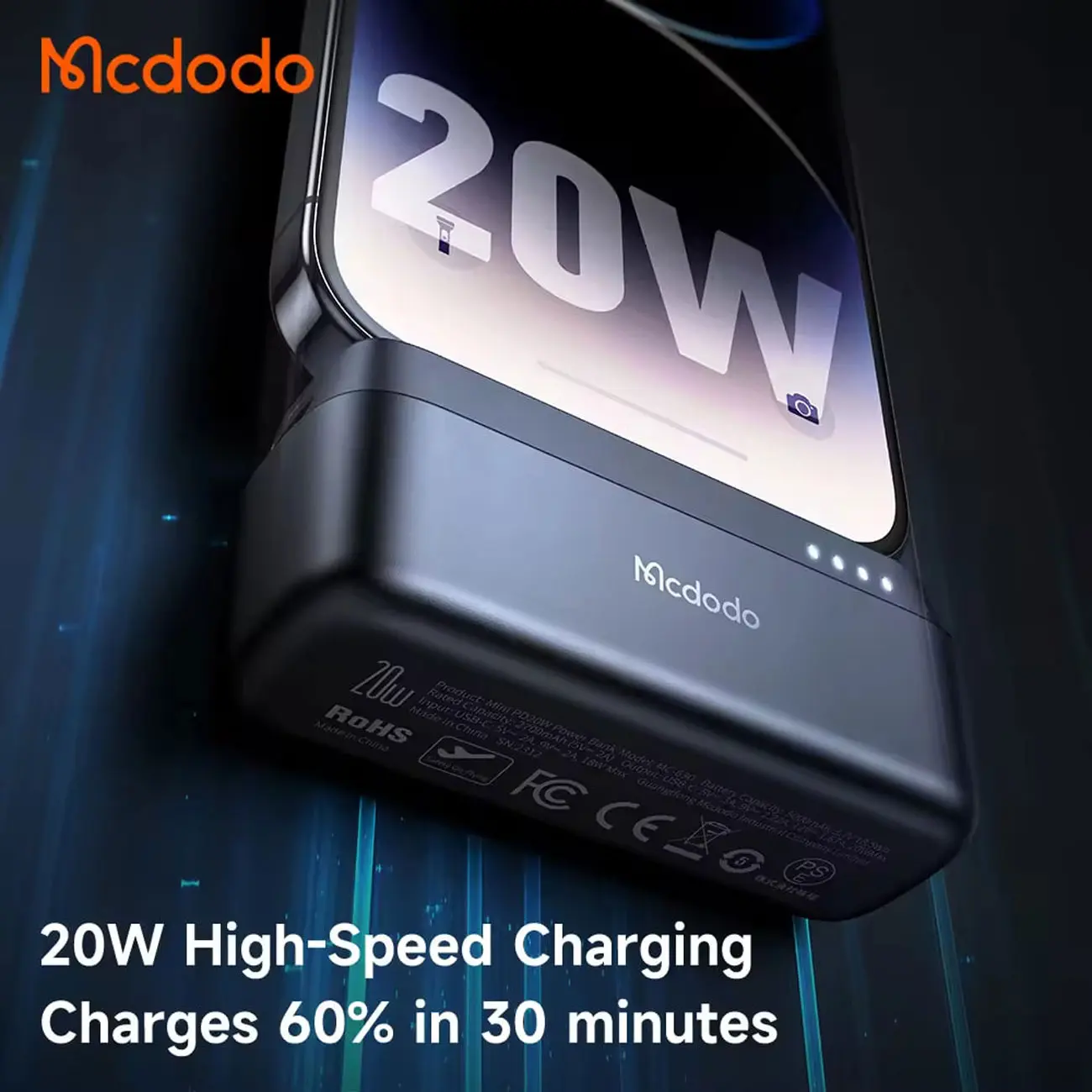 پاوربانک با سوکت لایتنینگ 5000 مک دودو Mcdodo Portable 20W MC-628 — تصویر ۴