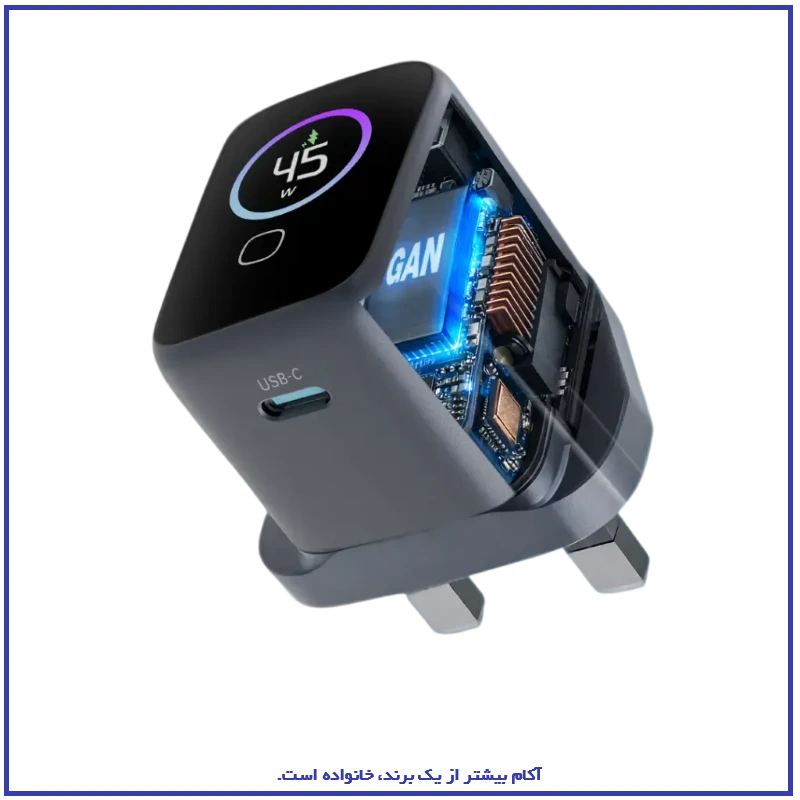 آداپتور شارژ 45 وات پاورولوژی با کابل دور سر تایپ سی Powerology VoltFLow 45W Type-C Adaptor PWCUQC069 — تصویر ۷