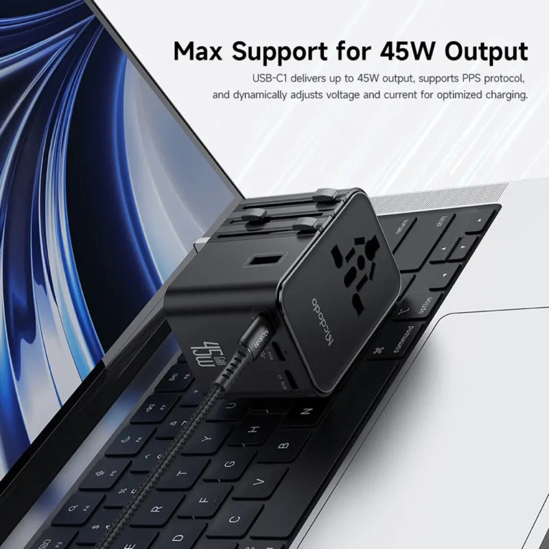 آداپتور شارژ مسافرتی 45 وات مکدودو یا کابل MCDODO CP-3270 Universal Travel Charging Adapter — تصویر ۳