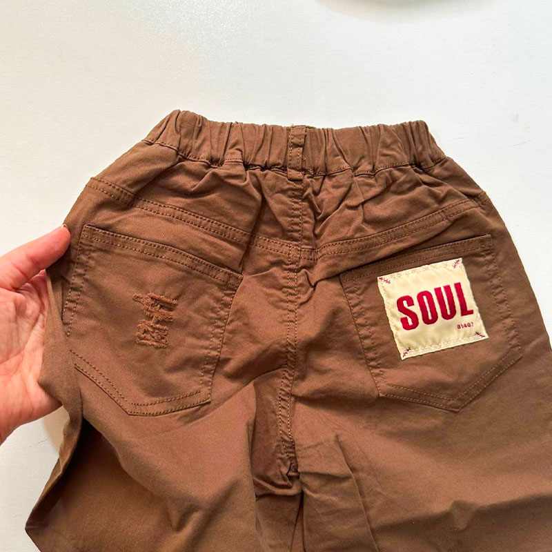 شلوار کتان وارداتی قهوه ای SOUL مدل زاپدار — تصویر ۵