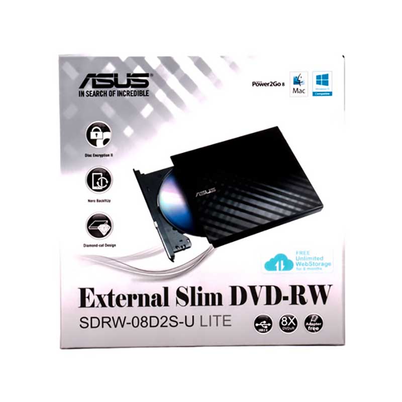 دی وی دی رایتر اکسترنال ایسوس مدل SDRW-08D2S-U LITE ا ASUS SDRW-08D2S-U Lite External DVD Drive کد 3290