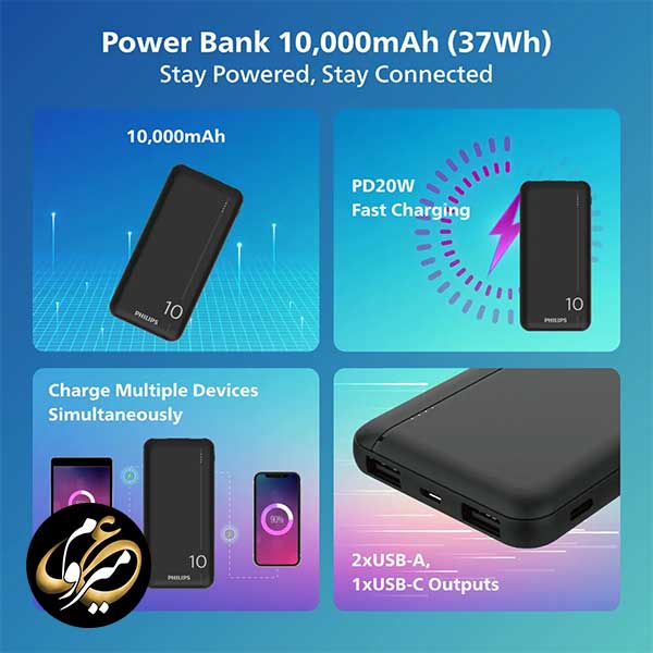 پاوربانک 10000 میلی آمپر فیلیپس مدل Philips DLP1812 — تصویر ۷