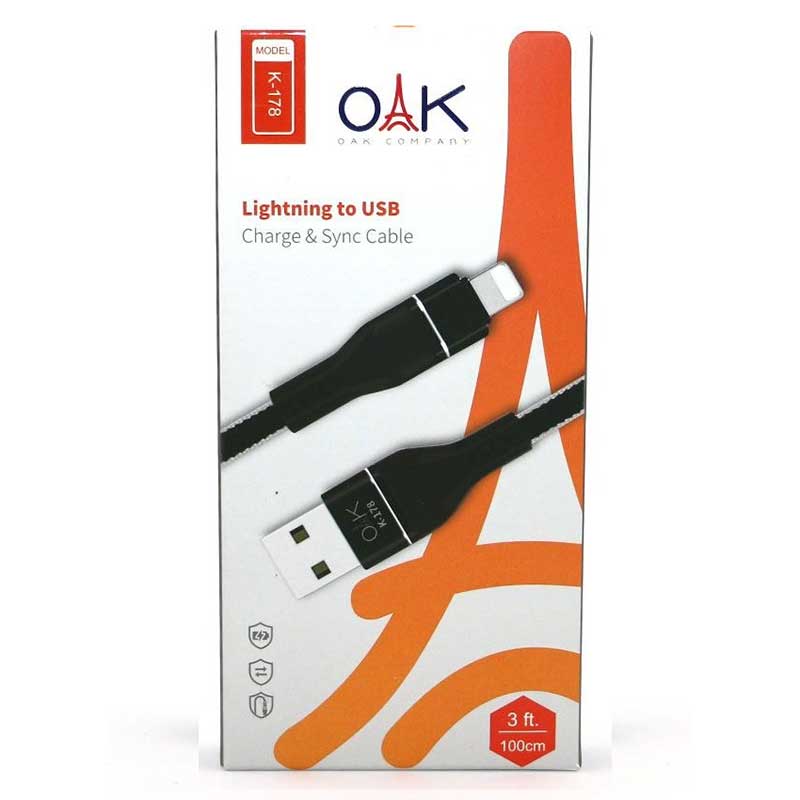 کابل شارژ لایتنینگ آیفون OAK K-178 کد 6684