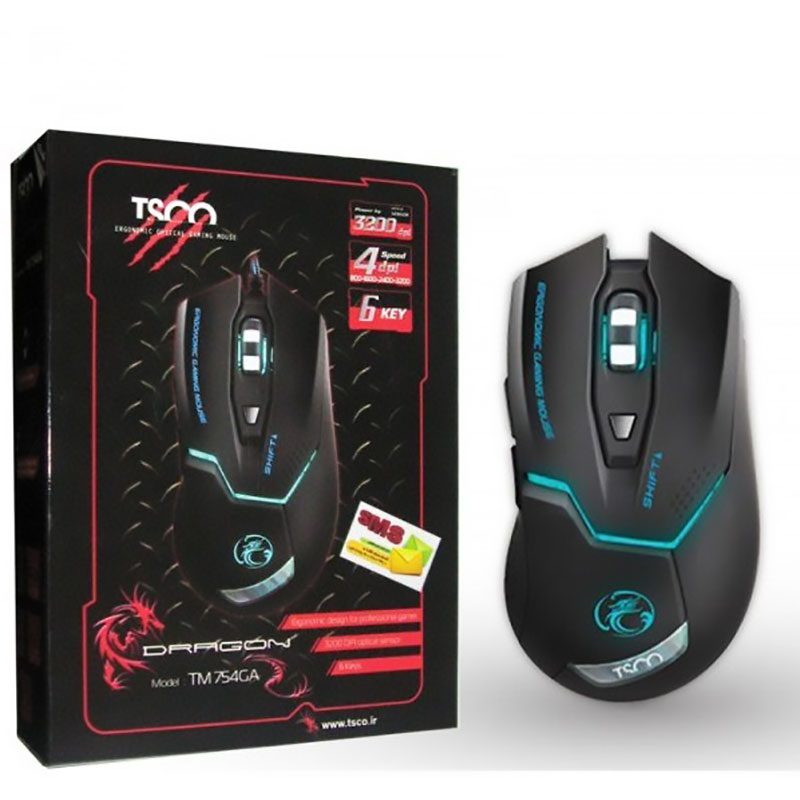 ماوس مخصوص بازی تسکو مدل Dragon TM 754GA ا TSCO Dragon TM 754GA Gaming Mouse کد 6796