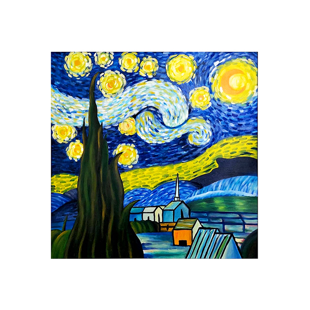 تابلو نقاشی دکوری طرح شب پرستاره