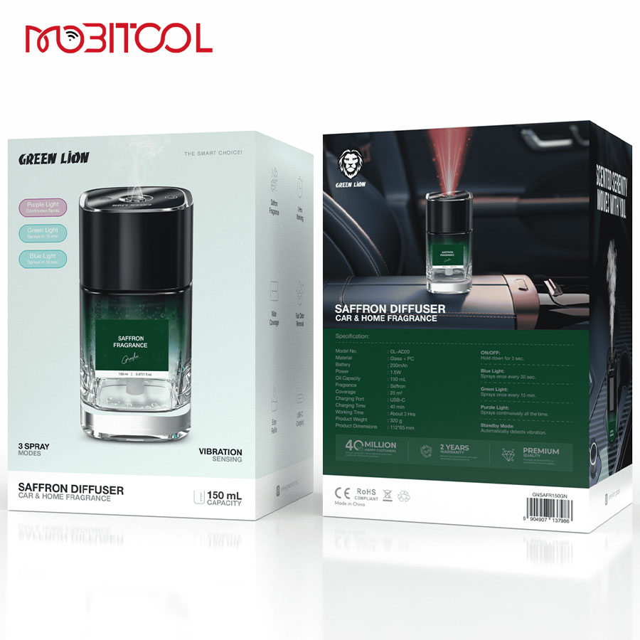 خوشبو کننده خودرو و خانه گرین لاین با راحیه زعفران Green Lion Saffron Diffuser Car & Home Fragrance — تصویر ۵