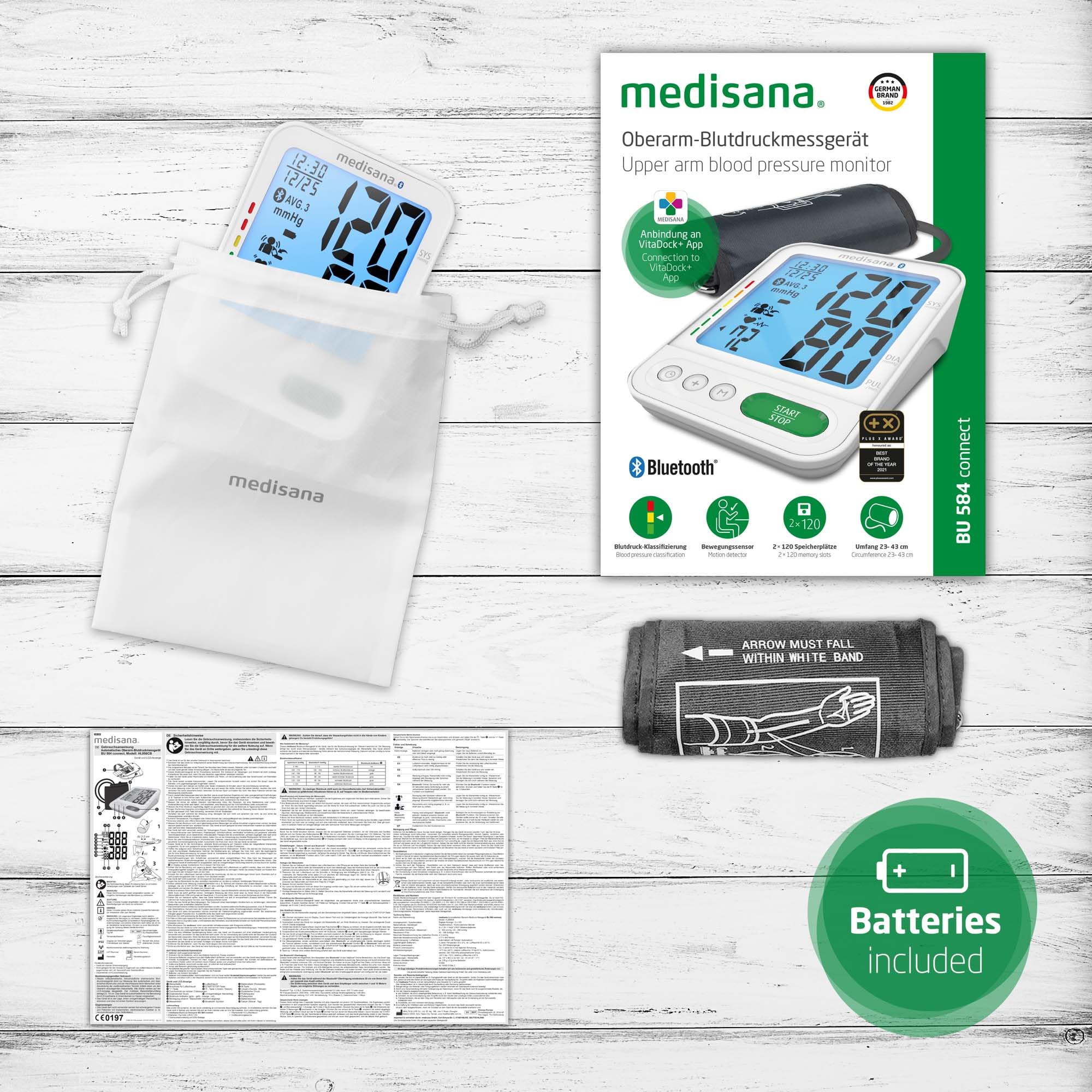 فشارسنج بازویی برند مدیسانا مدل Medisana BU 584 با قابلیت تشخیص آریتمی و بلوتوث‌دار — تصویر ۷
