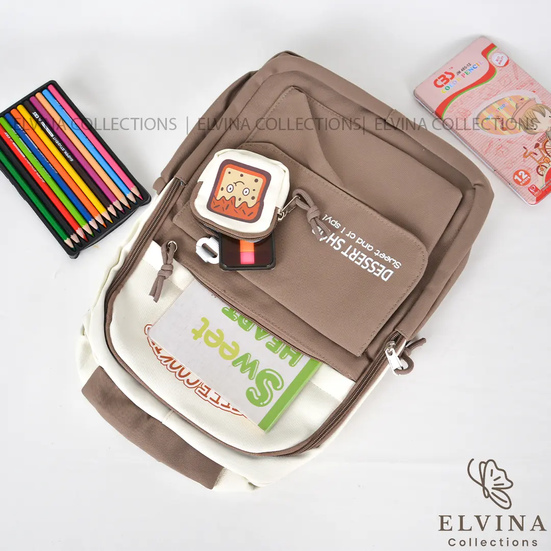 کوله پشتی فانتزی طرح COFFEE COOKIES کد 1867 — تصویر ۴