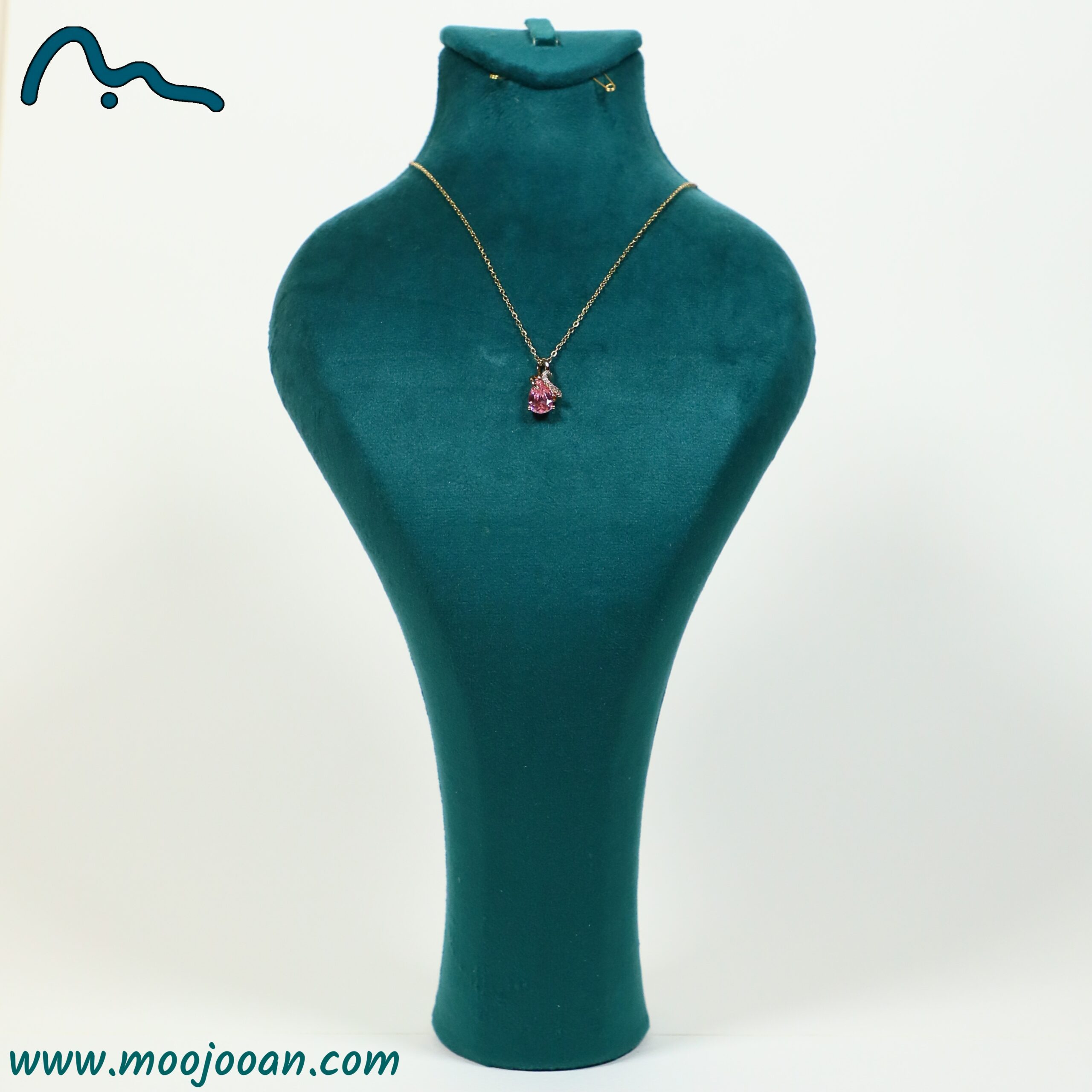 گردنبند تک نگین اشک صورتی ژوپینگ
