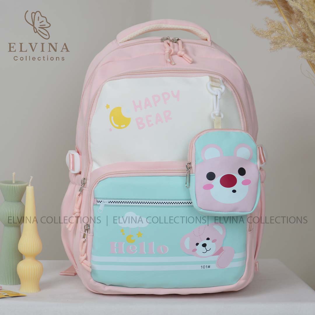 کوله پشتی فانتزی Happy Bear آویزدار کد 1712 — تصویر ۳