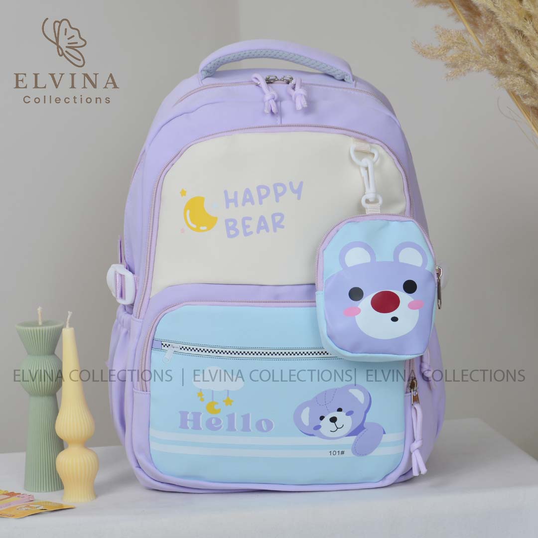کوله پشتی فانتزی Happy Bear آویزدار کد 1712 — تصویر ۴