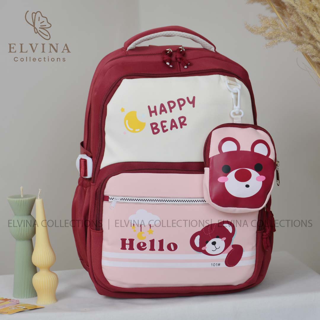 کوله پشتی فانتزی Happy Bear آویزدار کد 1712 — تصویر ۵