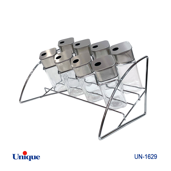 ست ادویه 8تایی شیشه مربع هلالی UN-1629