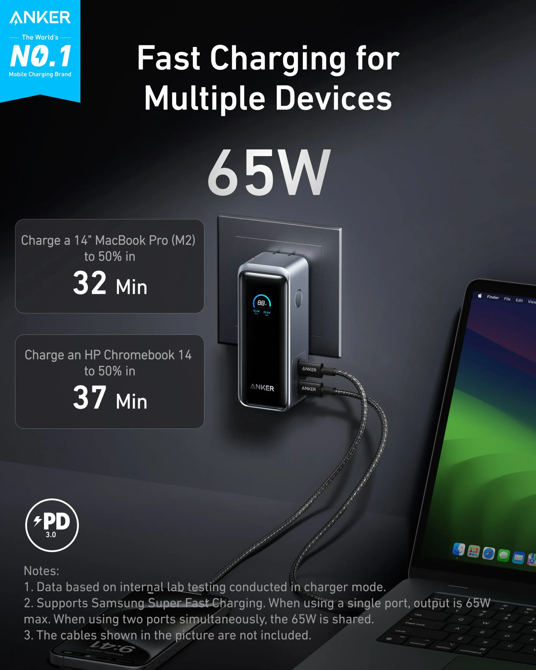 پاوربانک 9600 میلی آمپر انکر با توان 65 وات مدل A1339 — تصویر ۵