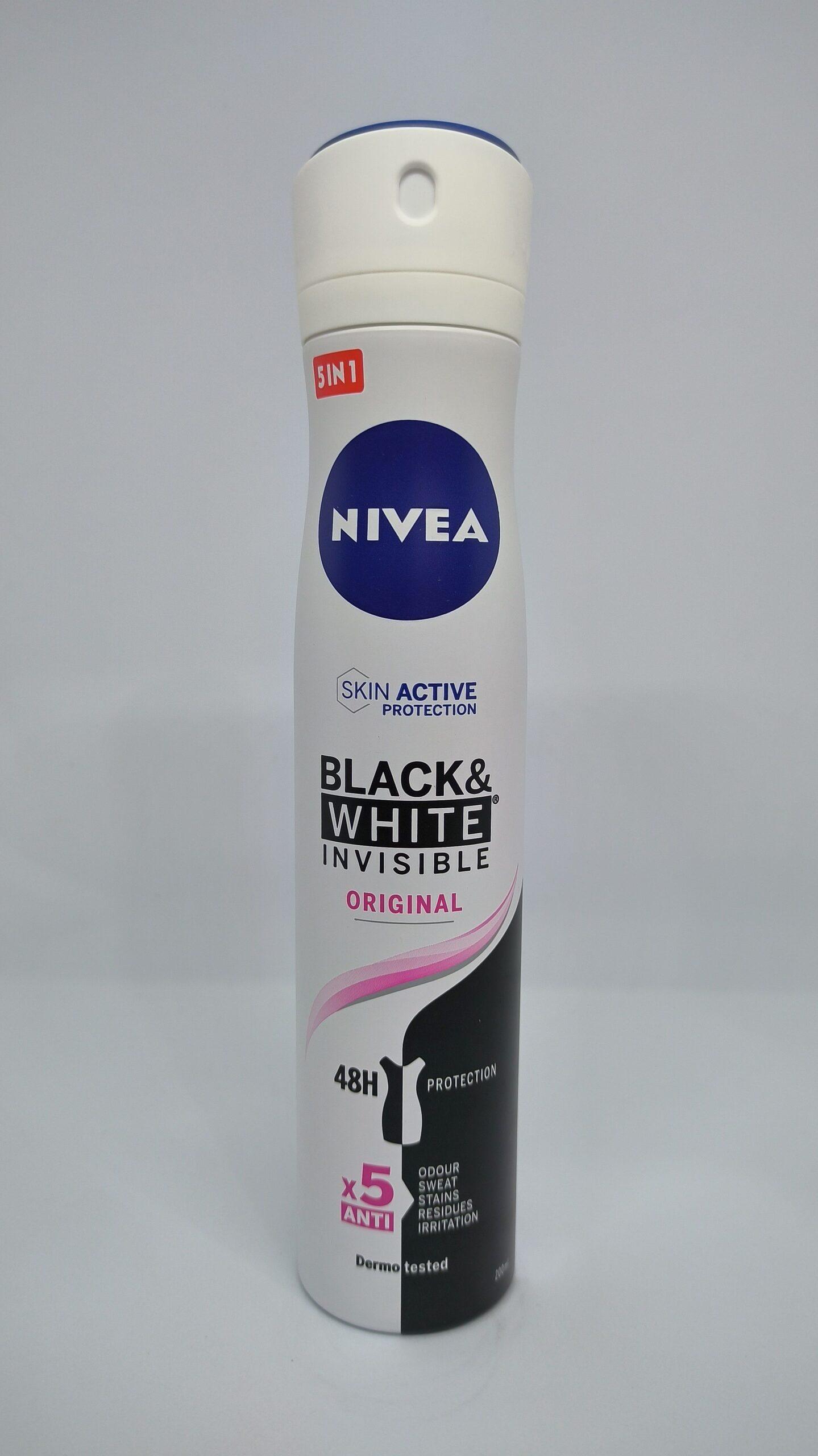 اسپری ضدتعریق زنانه نیوا NIVEA مدل B&W Invisible ORIGINAL حجم 200 میل