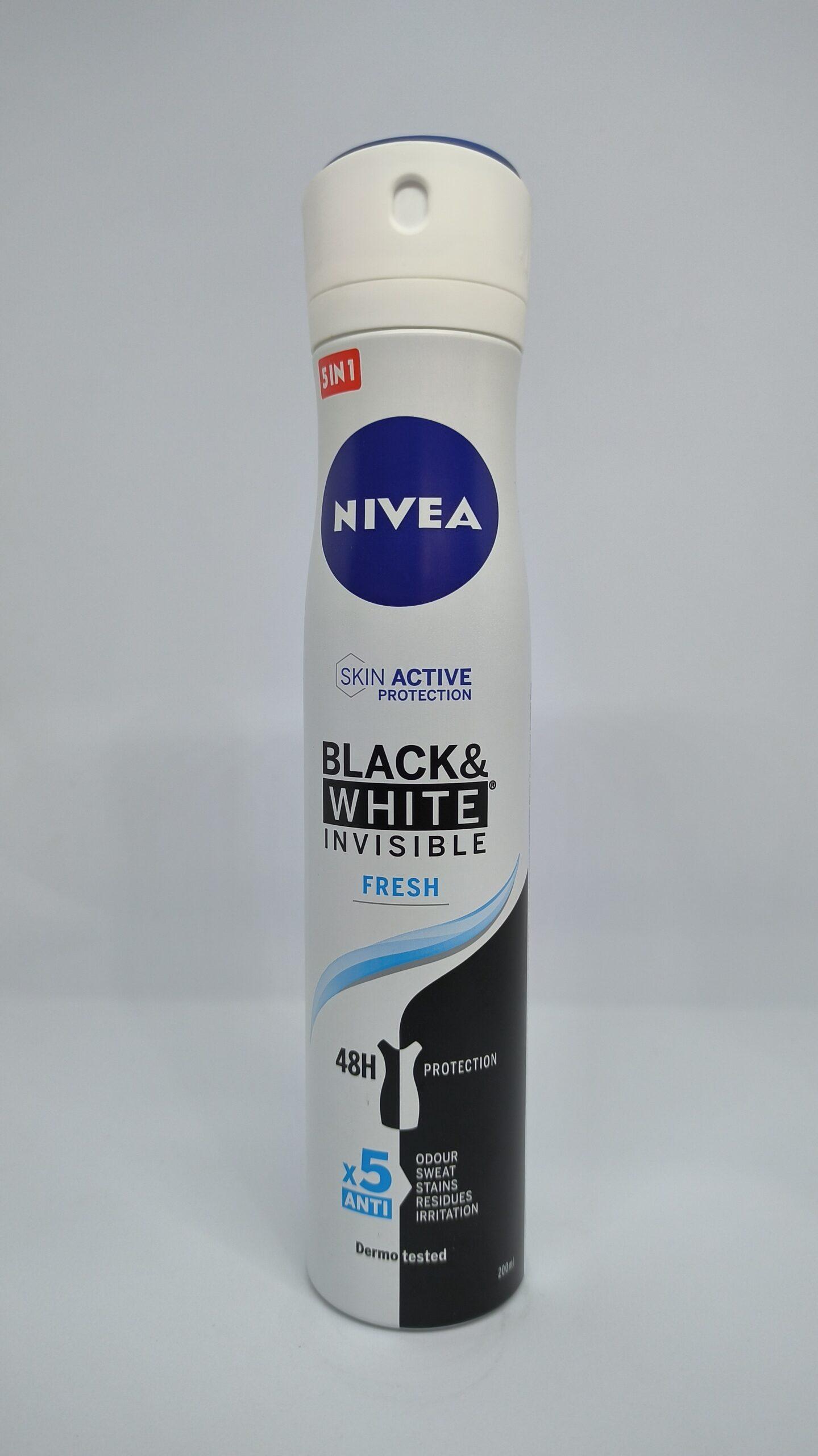 اسپری ضدتعریق زنانه نیوا NIVEA مدلB&W Invisible fresh حجم 200 میل