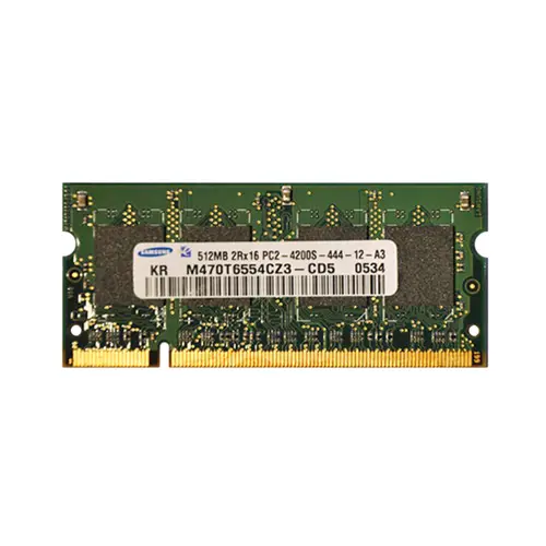 رم 512مگ لپ تاپ DDR2 دو کاناله سامسونگ مدل M470T6554CZ3-CD5 512MB-2RX-16 PC2-4200S-444-12-A3 چیپ اصلی کارکرده