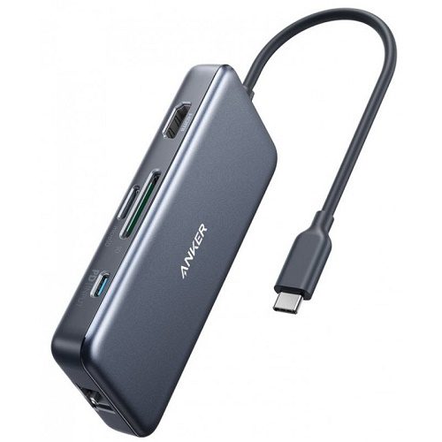 هاب 7 پورت Type-C انکر مدل PowerExpand+ A8352 با 2 پورت USB 3.0 و پورت USB-C و HDMI و شبکه و کارت حافظه