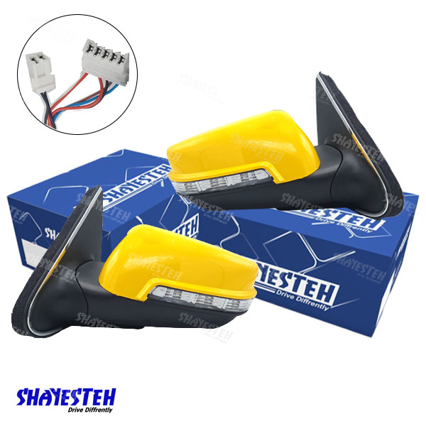 آینه برقی راهنمادار پژو پارس قدیم با قاب زرد(سوکت قدیم) بدون لرزش برند SHAYESTEH شرکتی