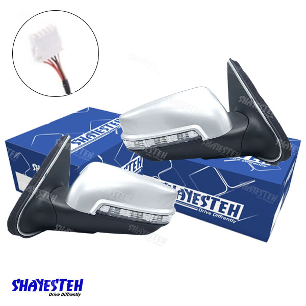 آینه برقی راهنمادار پژو 405 با قاب نقره ای(سوکت قدیم) بدون لرزش برند SHAYESTEH شرکتی