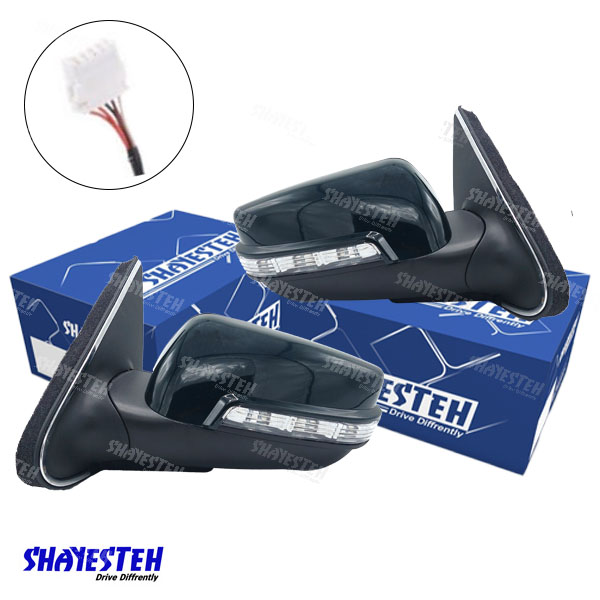 آینه برقی راهنمادار پژو 405 با قاب یشمی(سوکت قدیم) بدون لرزش برند SHAYESTEH شرکتی — تصویر ۲