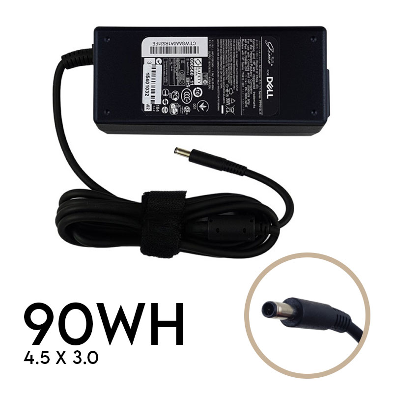 آداپتور لپ تاپ دل 90Wh | برند Gimo Plus | ولتاژ 19.5V — 4.62A | سرفیش 3.0*4.5 میلی متر (سرریز سوزندار)