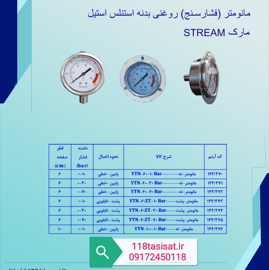 مانومتر روغنی استریم ۳۰ بار — تصویر ۲