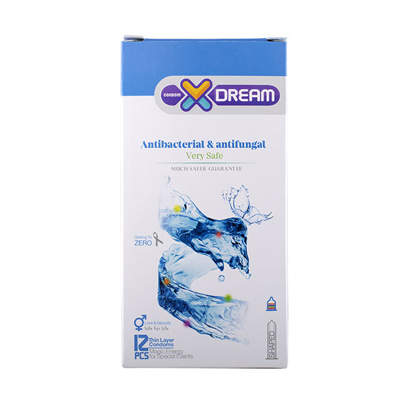 کاندوم آنتی باکتریال ایکس دریم مدل Antibacterial And Antifungal – بسته 12 عددی ضد باکتری و ضد قارچ، با کیفیت بالا برای ایمنی و سلامت بیشتر در رابطه — تصویر ۲