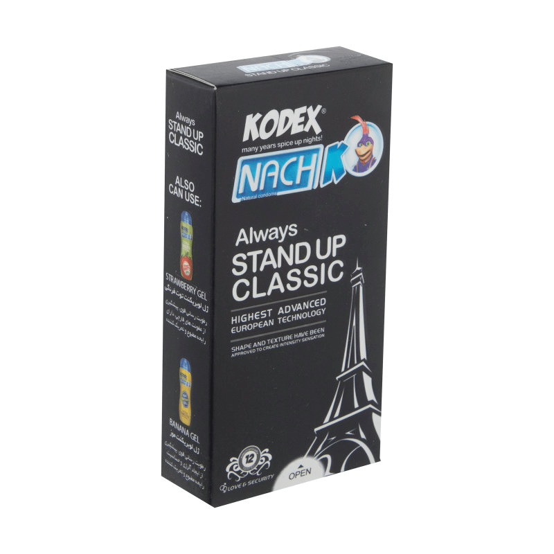 کاندوم کلاسیک استند آپ ناچ کدکس Kodex Stand Up Classic | بسته 12 عددی کلاسیک و مطمئن با بافت ساده و سطح روان برای راحتی بیشتر — تصویر ۲