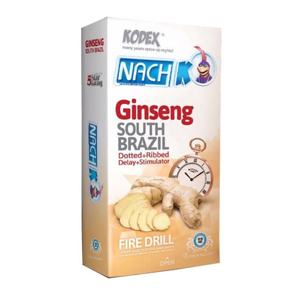 کاندوم تاخیری و سفت کننده جینسینگ ناچ کدکس Kodex Ginseng Delay & Firm |بسته 12 عددی تقویت عملکرد و افزایش رضایت با جینسینگ اصل — تصویر ۲