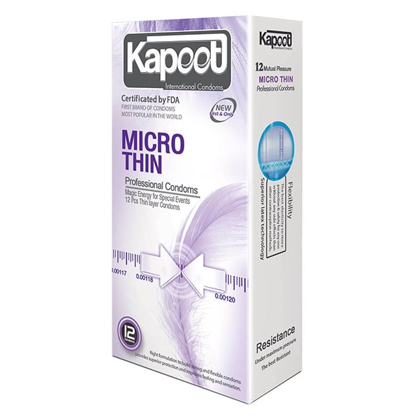 کاندوم فوق‌العاده نازک و میکرو کاپوت | Micro Thin بسته 12 عددی — تصویر ۲