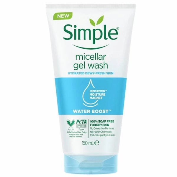 شوینده صورت سیمپل پوست خشک و حساس واتر بوست | Simple Water Boost Micellar Facial Gel Wash