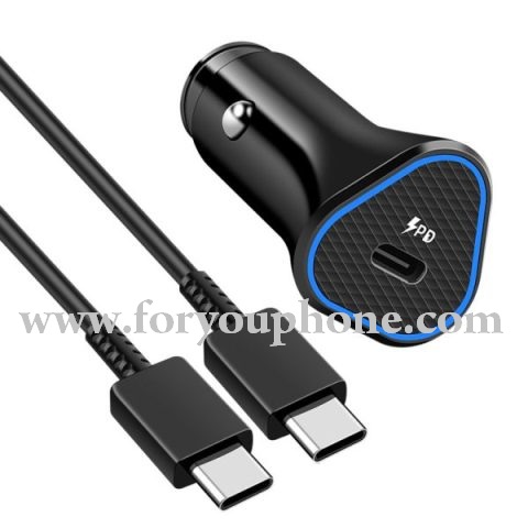 شارژر فندکی سامسونگ 25 وات و کابل تایپ سی samsung 25w car charger