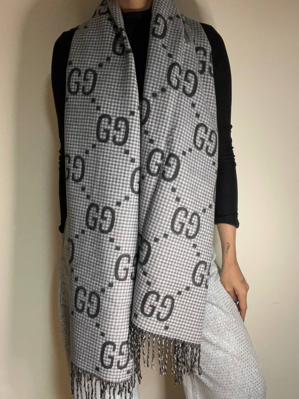 شال موهر گوچی Gucci GG Jacquard Wool Silk — تصویر ۴