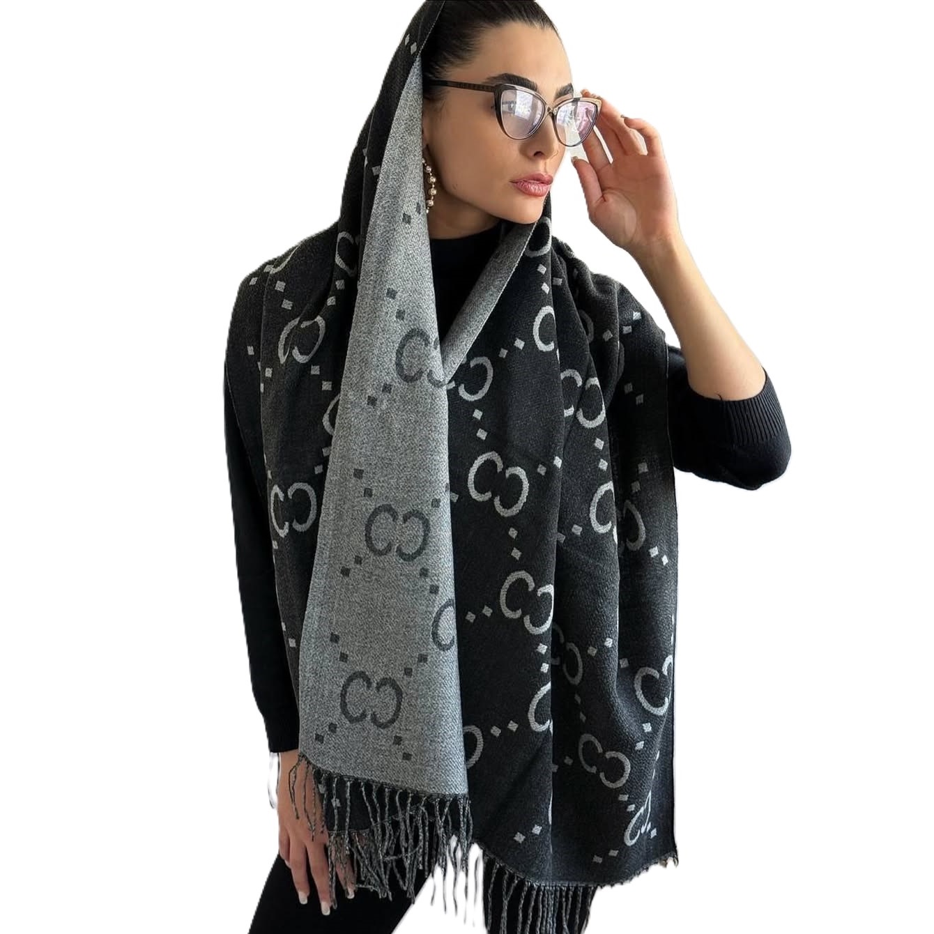 شال موهر گوچی Gucci GG Jacquard Wool Silk — تصویر ۲