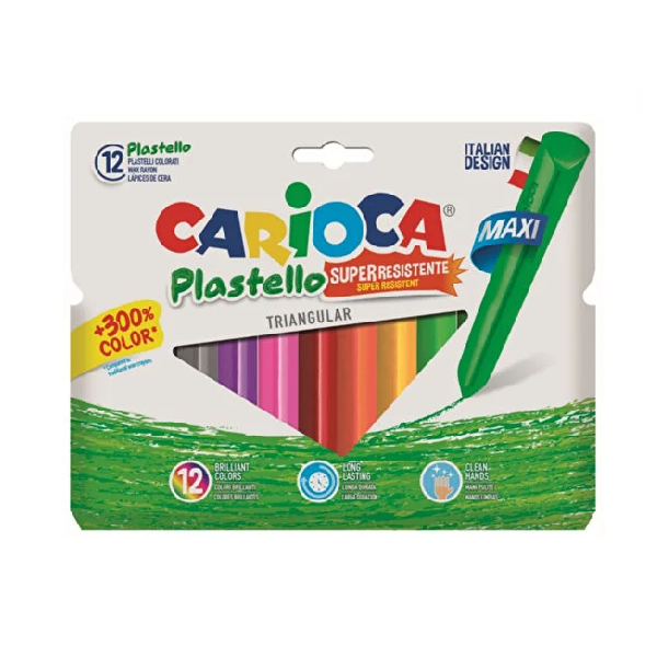 مداد شمعی 12 رنگ کاریوکا مدل Plastello Jumbo — تصویر ۲