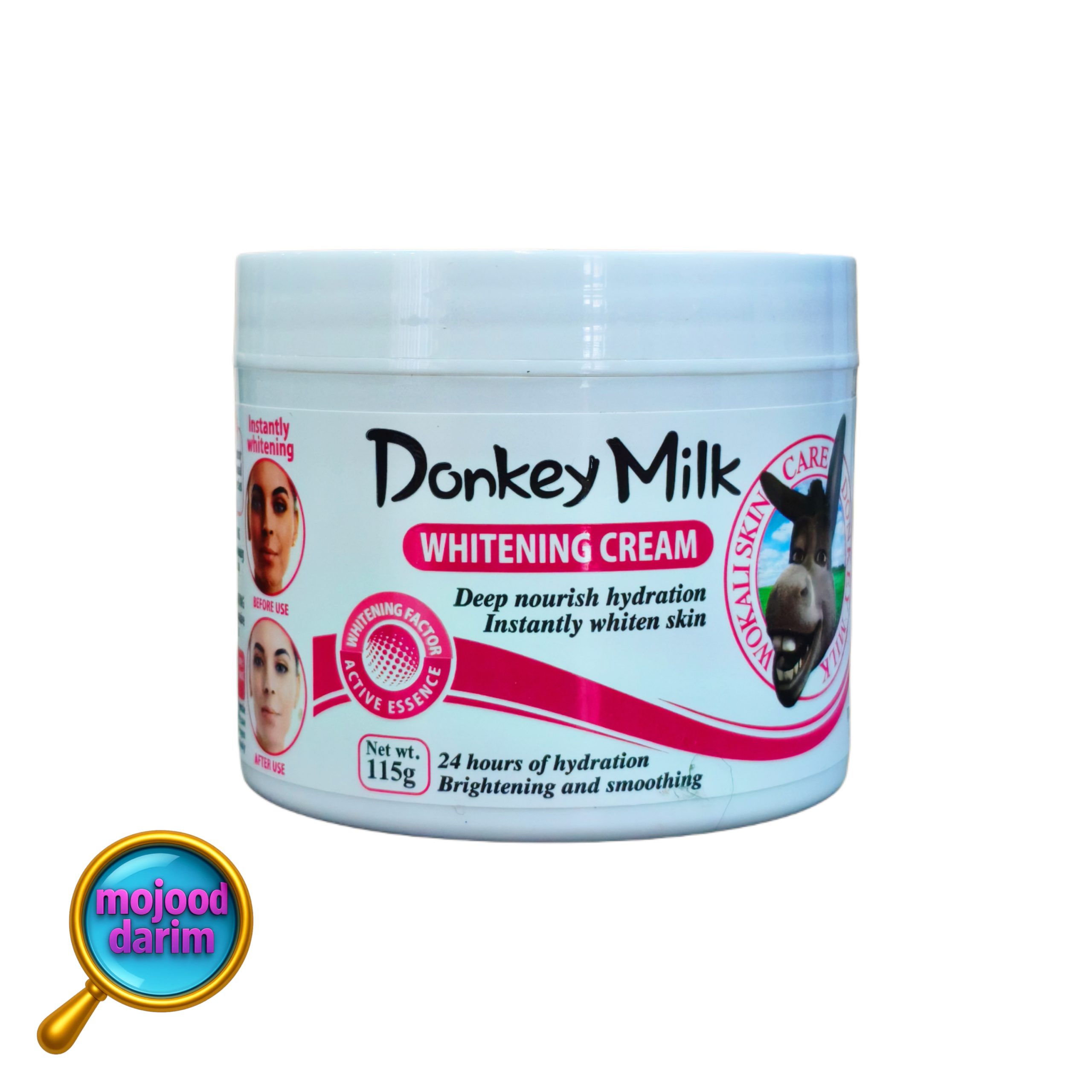 کرم سفید کننده پوست صورت و بدن شیر خر ( شیر الاغ اصل ) حجم ۱۱۵ گرم | donkey milk whitening cream