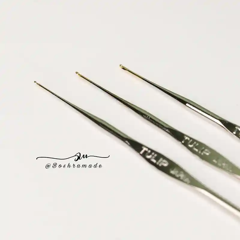قلاب بافتنی تولیپ ژاپنی دسته استیل | کدTJ2 — تصویر ۳