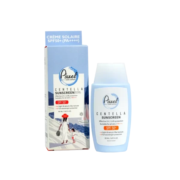 کرم ضدآفتاب SPF50 بی رنگ انواع پوست مدل Centella پیکسل 50 میلی لیتر Pixxel — تصویر ۳