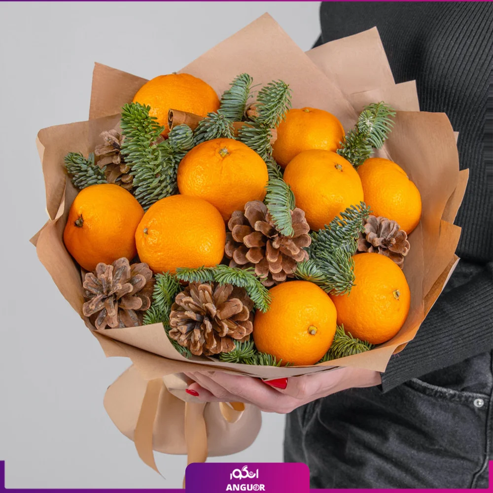 دسته گل کریسمس به همراه پرتقال (سال نو میلادی)